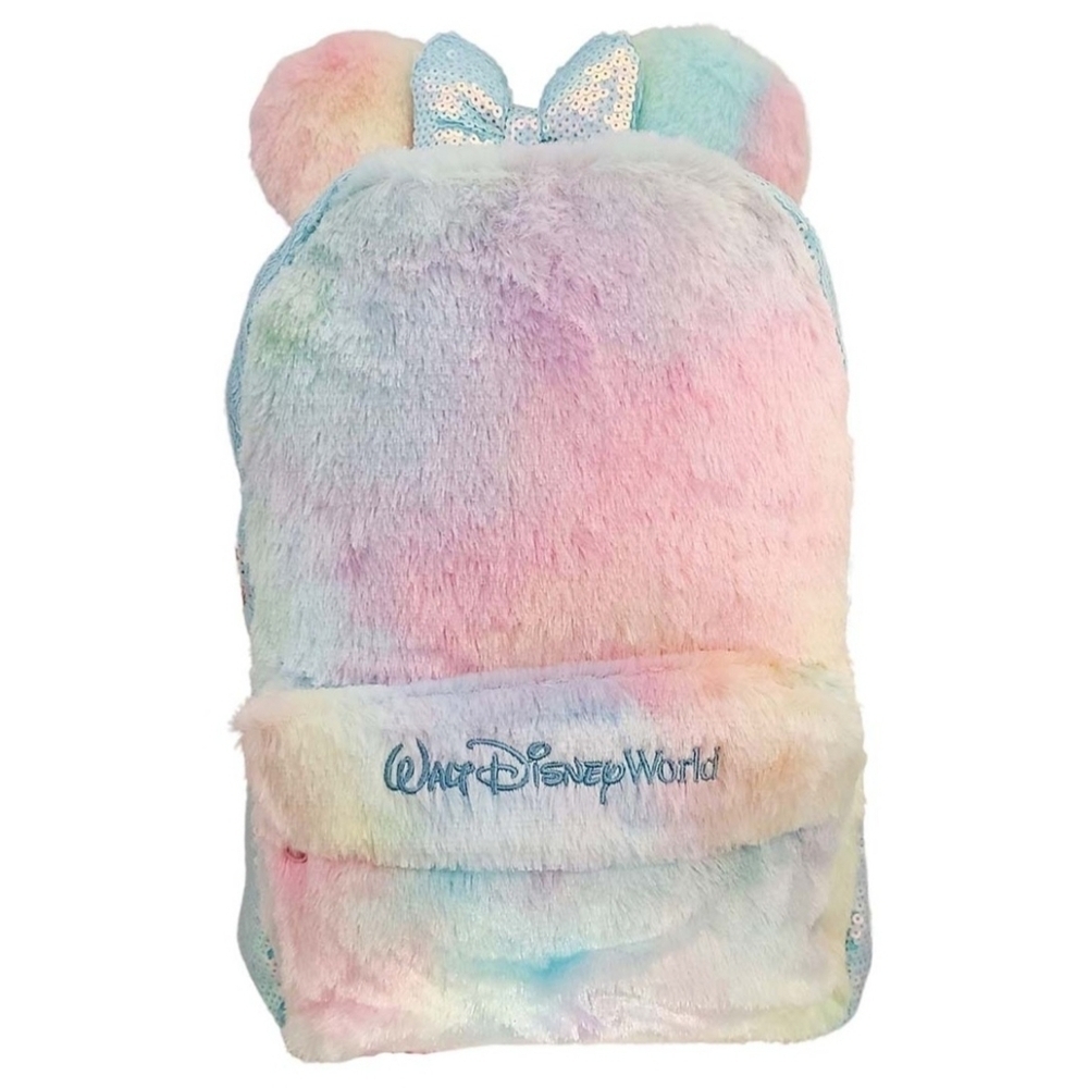 Walt Disney World Pastel Plush Backpack With Minnie Bow